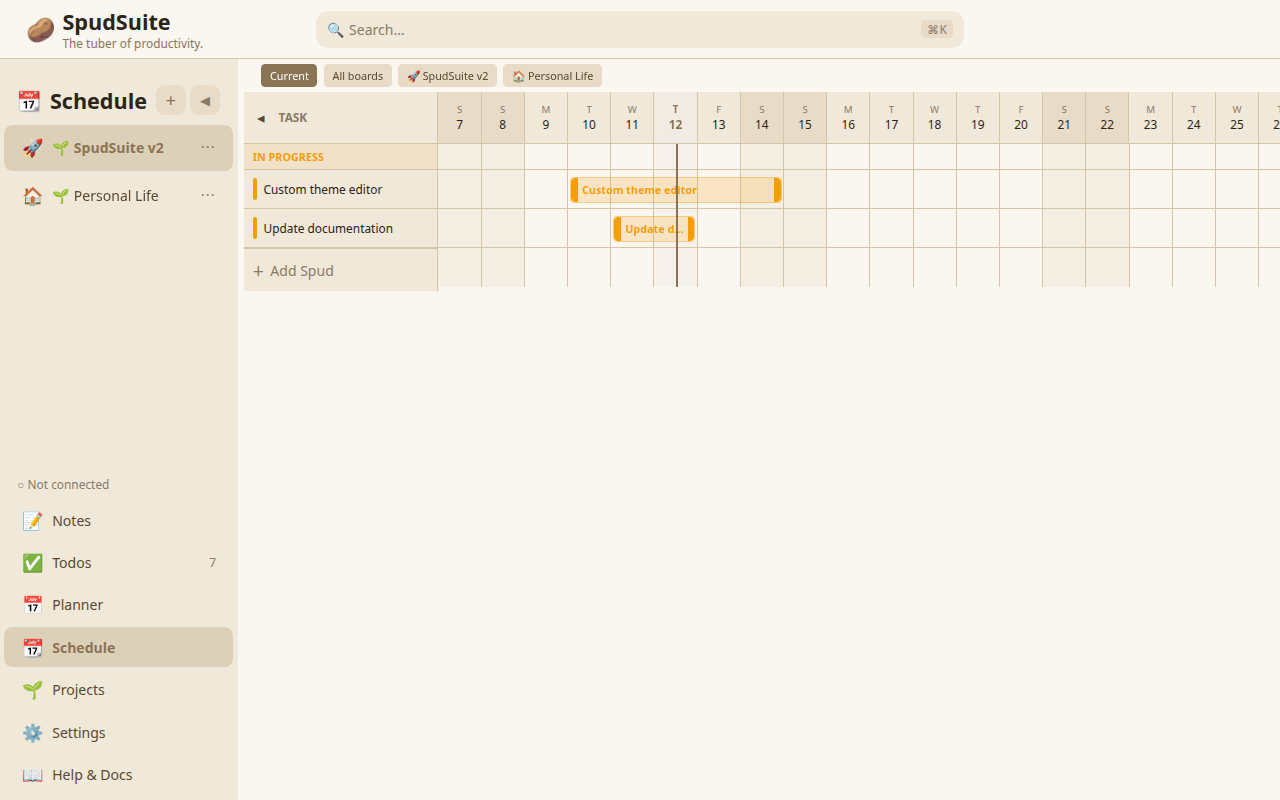 Schedule timeline view